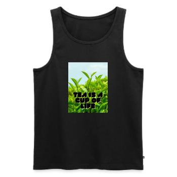 CUP OF LIFE - Männer Premium Bio Tank Top - Schwarz - Vorne - Michal (187cm)