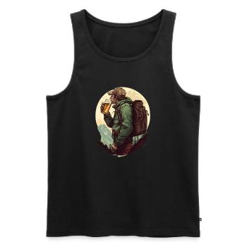 Hikers with beer in the mountains - Men's Premium Organic Tank Top - black - Front - Michal (187cm)