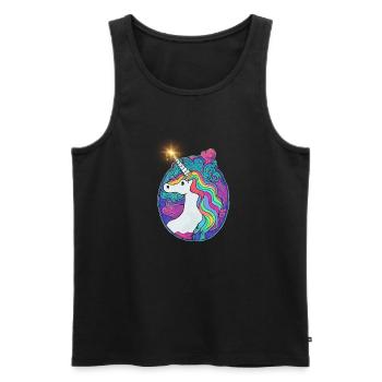 Emblème Licorne - Débardeur bio Premium Homme - noir - Devant - AI Model Male 178 light (178cm)