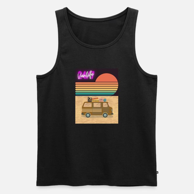 Van at the Beach - Männer Premium Bio Tank Top - Schwarz