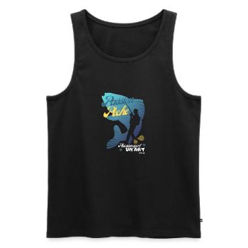 Tee-shirt Passion pêche plus qu'un sport un art - Débardeur bio Premium Homme - noir - Devant - Michal (187cm)