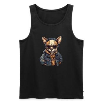 Rue cool de style rappeur de chien Chihuahua - Débardeur bio Premium Homme - noir - Devant - AI Model Male 178 light (178cm)