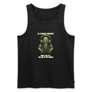 DJ Cthulhu präsentiert - Männer Premium Bio Tank Top - Schwarz - Vorne - AI Model Male 178 light (178cm)