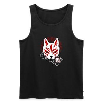 Kitsune Spirit-Japanese Fox Mask Design - Men's Premium Organic Tank Top - black - Front - AI Model Male 178 light (178cm)