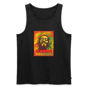 No Worries, Just Reggae! Fun T Shirt - Männer Premium Bio Tank Top - Schwarz - Vorne - AI Model Male 178 light (178cm)