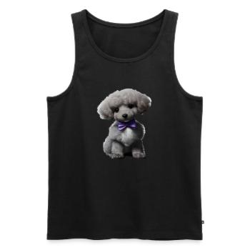 Pudelwelpe Hundehalter Pudel mit Fliege Hundewelpe - Männer Premium Bio Tank Top - Schwarz - Vorne - Michal (187cm)