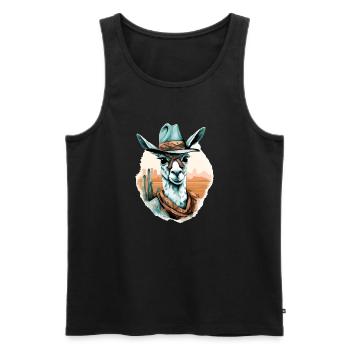 Noki the Lama - Men's Premium Organic Tank Top - black - Front - AI Model Male 178 light (178cm)
