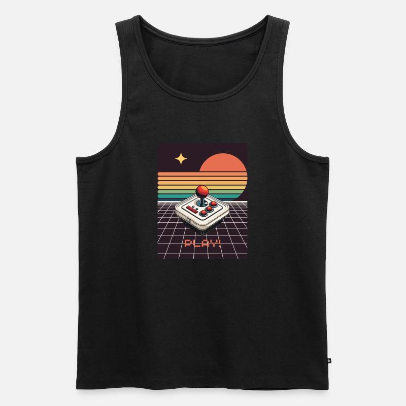 Gaming Retro Design - Play! - Männer Premium Bio Tank Top - Schwarz