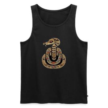 Aki, die ägyptische Schlange - Männer Premium Bio Tank Top - Schwarz - Vorne - Michal (187cm)