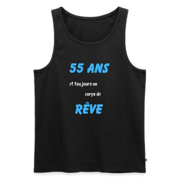 55 ans et toujours un corps de rêve - Débardeur bio Premium Homme - noir - Devant - AI Model Male 178 light (178cm)