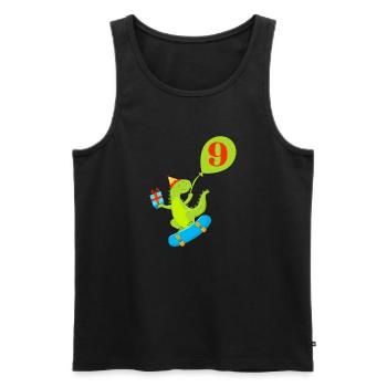 9th Birthday Cute Dinosaur - Men's Premium Organic Tank Top - black - Front - AI Model Male 178 light (178cm)