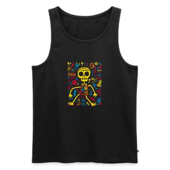 Bones & Beats: Skater Skeleton Tee - Men's Premium Organic Tank Top - black - Front - Michal (187cm)