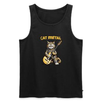 Chat jouant du heavy metal, chat metal - Débardeur bio Premium Homme - noir - Devant - Michal (187cm)