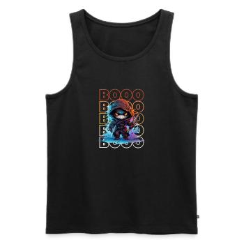 Chibi Swing & Booo! Playful Reaper Tee!" - Men's Premium Organic Tank Top - black - Front - AI Model Male 178 light (178cm)