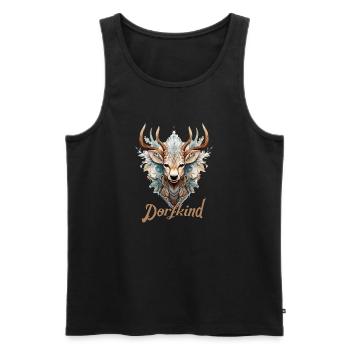 Hirsch Dorfkind und stolz drauf, Dorffest, Tracht - Männer Premium Bio Tank Top - Schwarz - Vorne - AI Model Male 178 light (178cm)