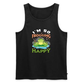 I´m so Frogging Happy - Männer Premium Bio Tank Top - Schwarz - Vorne - Michal (187cm)