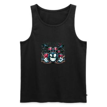 Drum Some Fun! 🥁 Whimsical Drum Set Character - Men's Premium Organic Tank Top - black - Front - AI Model Male 178 light (178cm)