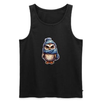 Winter süsse Eule - Männer Premium Bio Tank Top - Schwarz - Vorne - AI Model Male 178 light (178cm)
