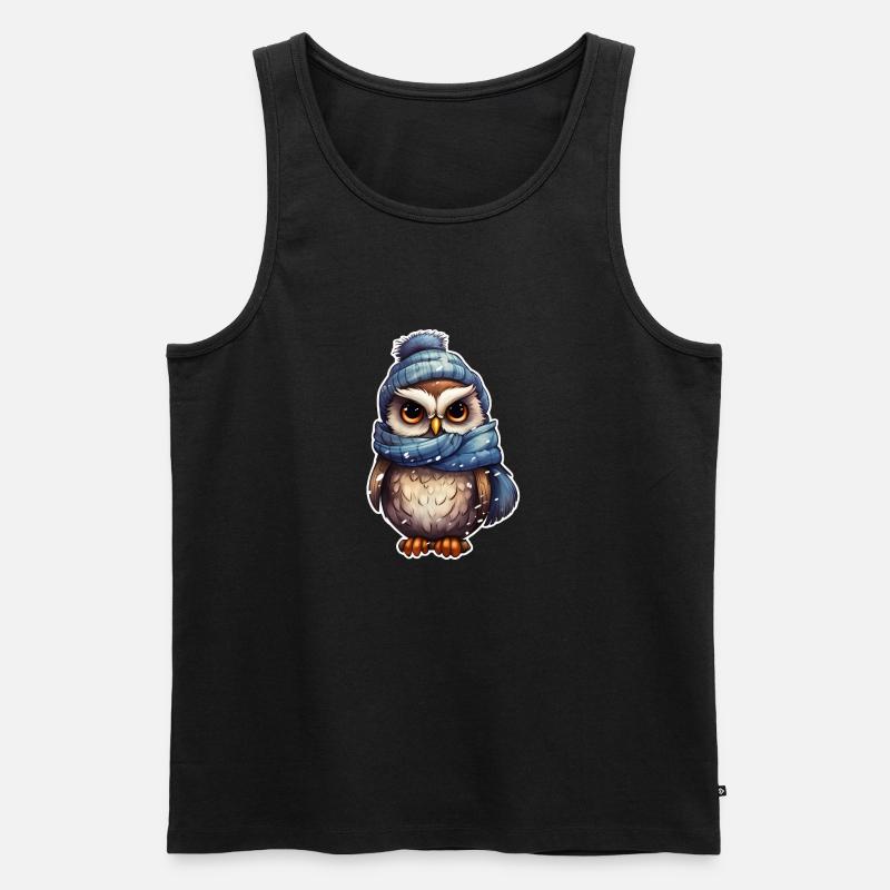 Winter süsse Eule - Männer Premium Bio Tank Top - Schwarz