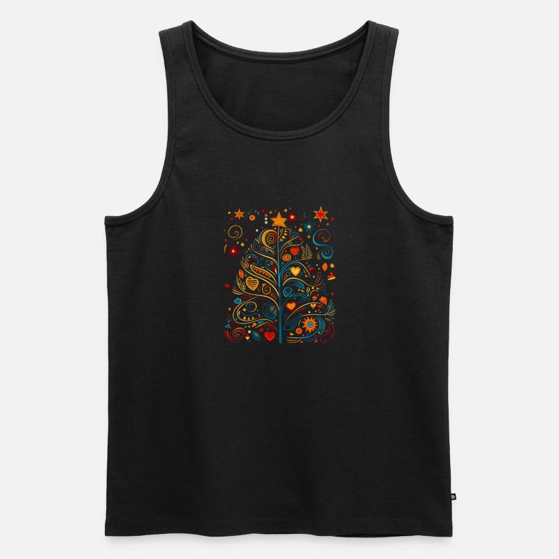 Saisonale Pracht! Lebendiger Pop-Art-Weihnachtsbaum - Männer Premium Bio Tank Top - Schwarz
