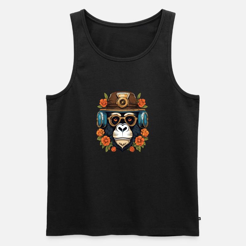 Steampunk Gorilla - Männer Premium Bio Tank Top - Schwarz