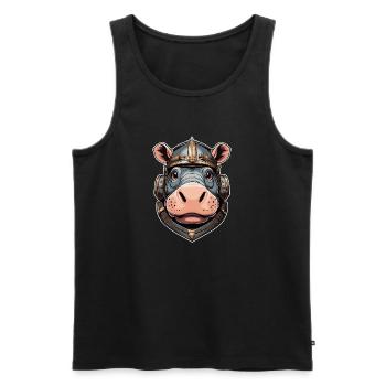 Tête d’hippopotame - Débardeur bio Premium Homme - noir - Devant - Michal (187cm)