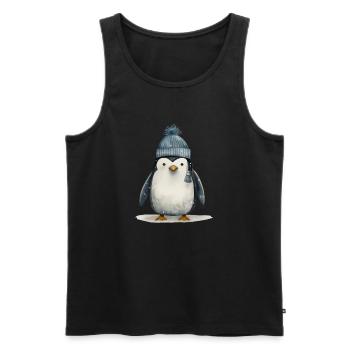 Puppy Penguin Tee: Adorable Antarctic Playfulness - Men's Premium Organic Tank Top - black - Front - AI Model Male 178 light (178cm)