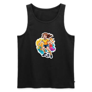 Footballer / Sport / Soccer Field / Club / FC - Men's Premium Organic Tank Top - black - Front - AI Model Male 178 light (178cm)