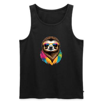 Faultier - Männer Premium Bio Tank Top - Schwarz - Vorne - Michal (187cm)