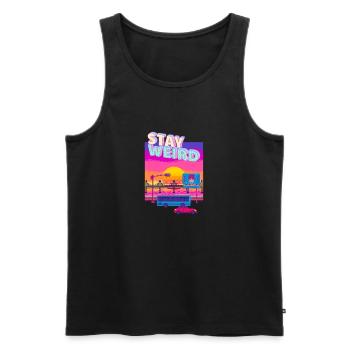 Stay Weird - Men's Premium Organic Tank Top - black - Front - AI Model Male 178 light (178cm)