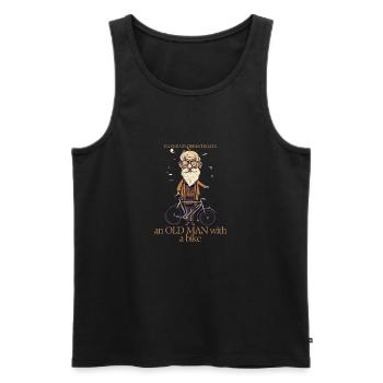 Witzig: Unterschätze niemals einen alten Mann mit einem Fahrrad - Männer Premium Bio Tank Top - Schwarz - Vorne - AI Model Male 178 light (178cm)