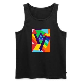Rainbow Colours and shapes (Positive Designs) - Men's Premium Organic Tank Top - black - Front - AI Model Male 178 light (178cm)