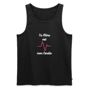 Ta mère est mon cardio : Tee-shirt Cardio Humour - Débardeur bio Premium Homme - noir - Devant - Michal (187cm)