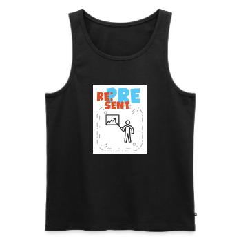 Représenter. Montrez votre bon côté. - Débardeur bio Premium Homme - noir - Devant - AI Model Male 178 light (178cm)