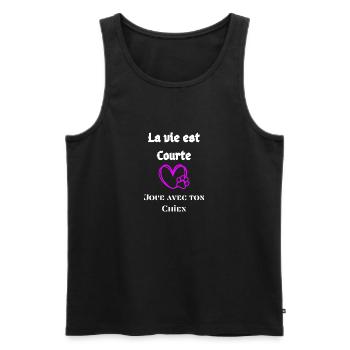 La vie est courte : Joue avec ton Chien - Débardeur bio Premium Homme - noir - Devant - Michal (187cm)