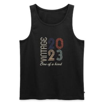 1. Jubiläum 2023 - Vintage-Retro-Geschenkidee - Männer Premium Bio Tank Top - Schwarz - Vorne - Michal (187cm)