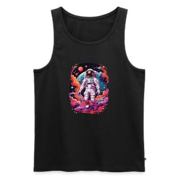 Outer Space Splash Art Coloré Amusant Spaceman - Débardeur bio Premium Homme - noir - Devant - Michal (187cm)
