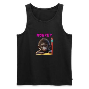 Monkey - Männer Premium Bio Tank Top - Schwarz - Vorne - Michal (187cm)