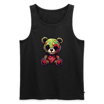 Ours en peluche / Peluche / Animal en peluche / Idée cadeau - Débardeur bio Premium Homme - noir - Devant - AI Model Male 178 light (178cm)
