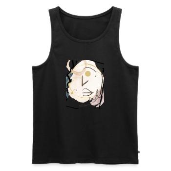Modernes Design mit abstraktem Gesicht, Aquarellhintergrund, - Männer Premium Bio Tank Top - Schwarz - Vorne - AI Model Male 178 light (178cm)