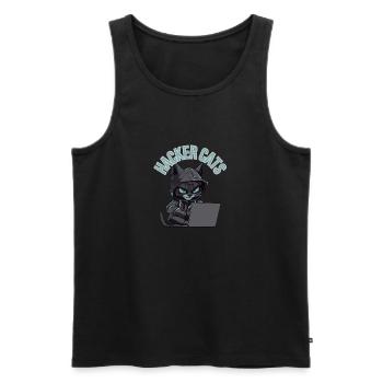 Chats hackers - Débardeur bio Premium Homme - noir - Devant - AI Model Male 178 light (178cm)