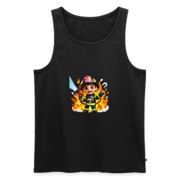 Feuerwehrmann - Männer Premium Bio Tank Top - Schwarz - Vorne - Michal (187cm)