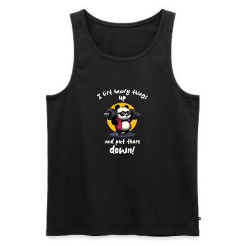I lift heavy things up and put them down-Gym Panda - Männer Premium Bio Tank Top - Schwarz - Vorne - Michal (187cm)