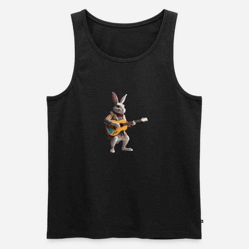 Rabbit Gitarre - Männer Premium Bio Tank Top - Schwarz