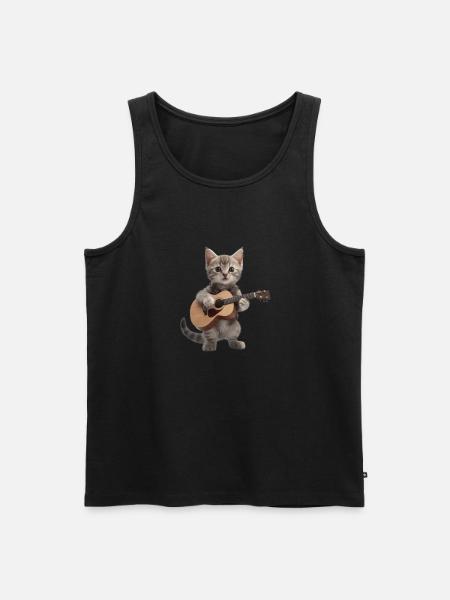 Cat Kitten Gitarre - Männer Premium Bio Tank Top - Schwarz