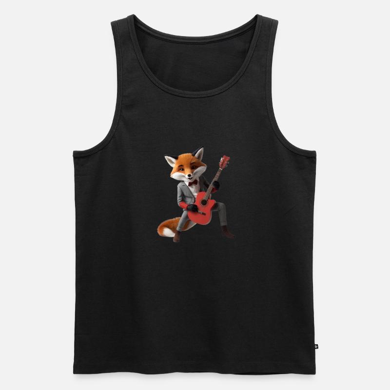 Fox Gitarre - Männer Premium Bio Tank Top - Schwarz