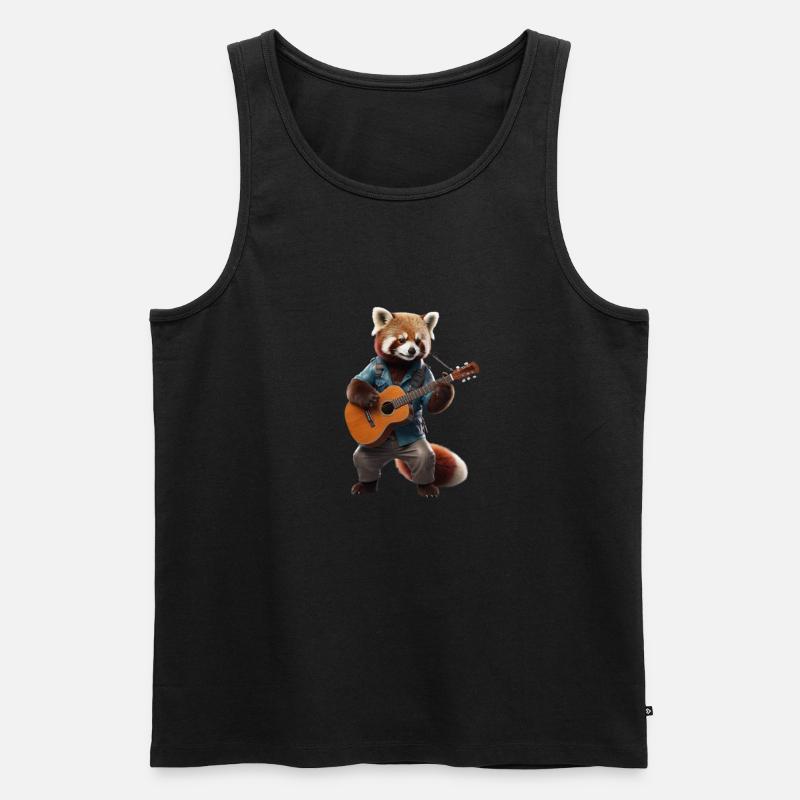 Red Panda Gitarre - Männer Premium Bio Tank Top - Schwarz