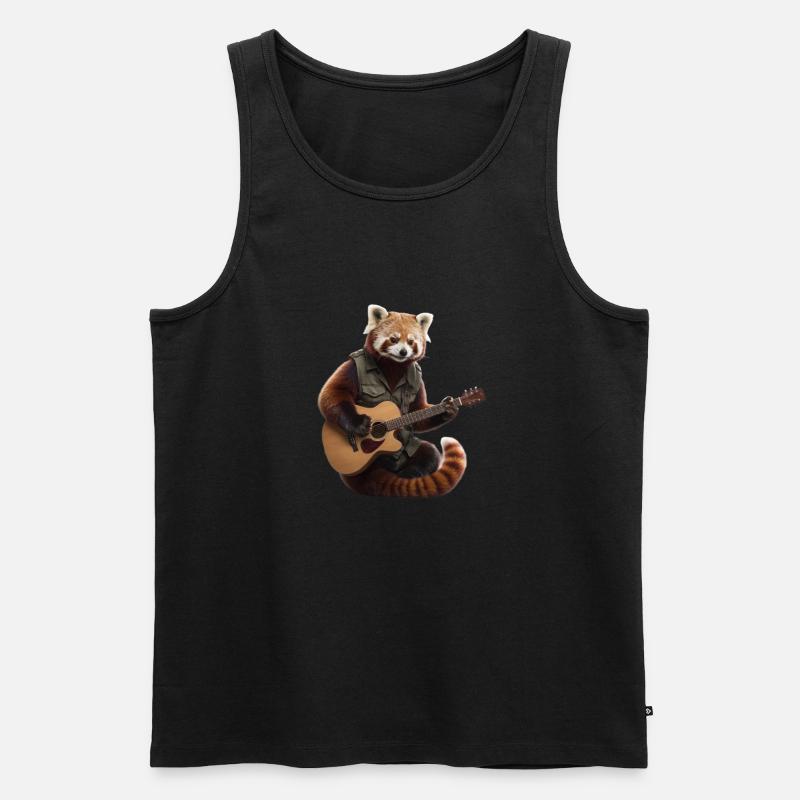 Red Panda Gitarre - Männer Premium Bio Tank Top - Schwarz
