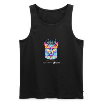 Goa Cat: LSD Adventure T-Shirt - Men's Premium Organic Tank Top - black - Front - AI Model Male 178 light (178cm)