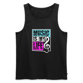 Music Is My Life Musik Ist Mein Leben Liebe Spruch - Men's Premium Organic Tank Top - black - Front - Michal (187cm)